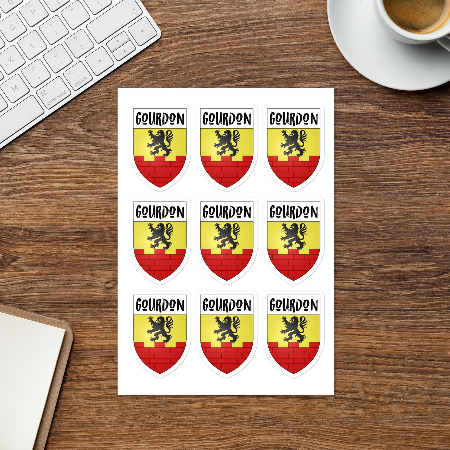 Gourdon Coat of Arms stickers - 9 pieces